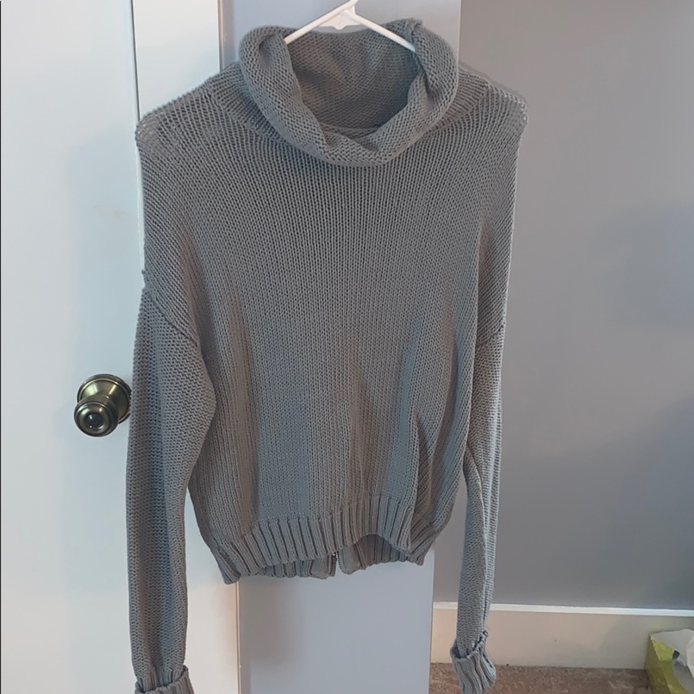 Blue/grey Sweater with Zipper down the back